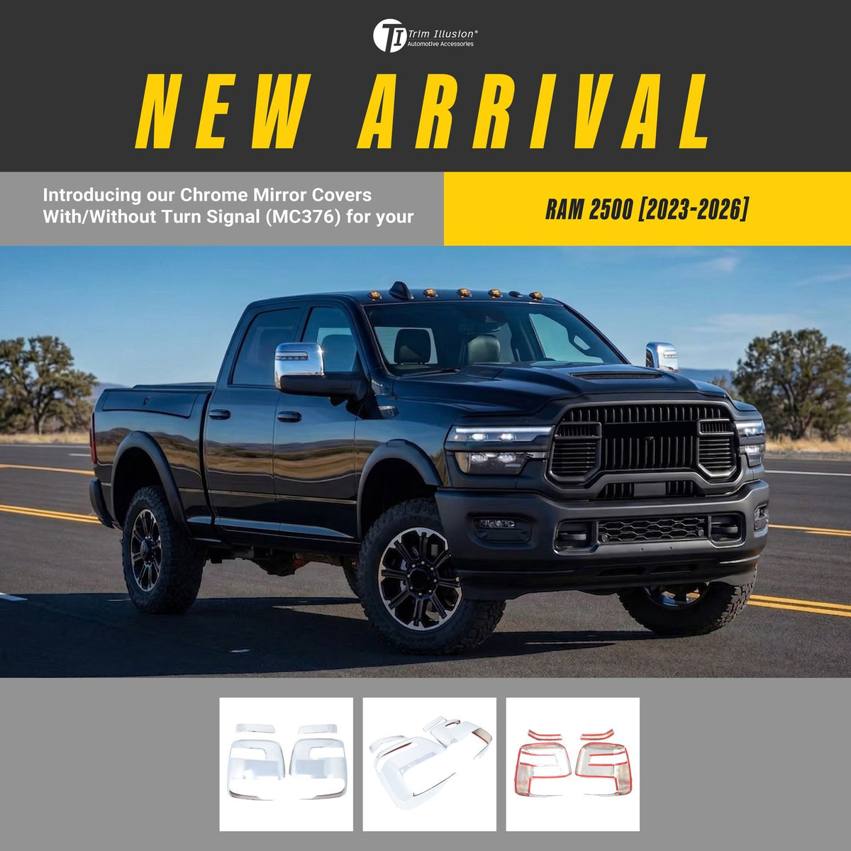 Trim Illusion MC376 chrome mirror covers for 2023-2026 Ram 3500 and Ram 2500 - image 14