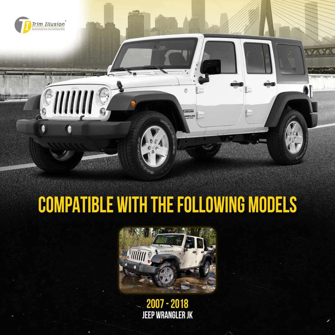2007-2018 Jeep Wrangler Gloss Black Tape-On Mirror Covers