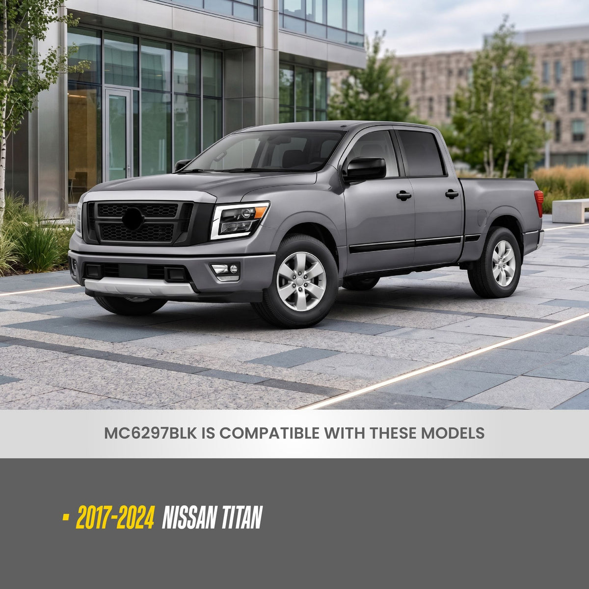 Trim Illusion MC6297BLK gloss black mirror covers for 2017-2024 Nissan TITAN - image 5