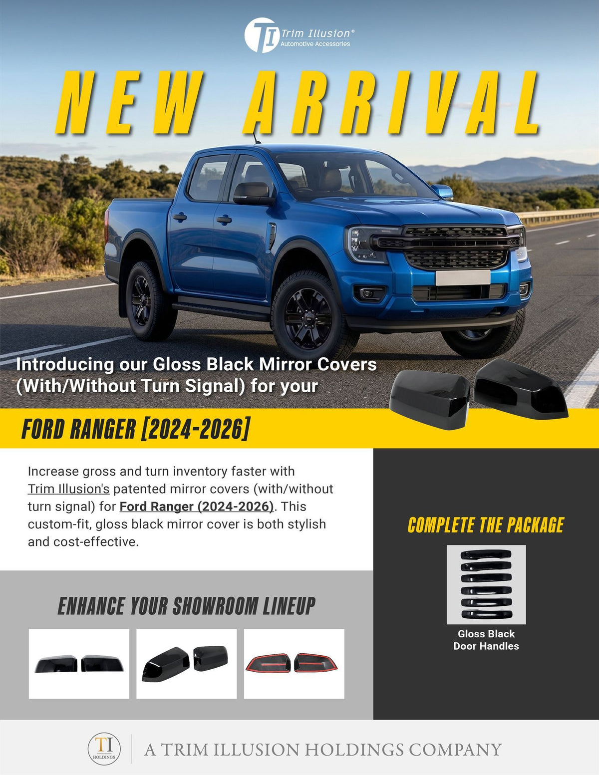 Trim Illusion MC6367BLK gloss black mirror covers for 2024-2026 Ford Ranger - image 14