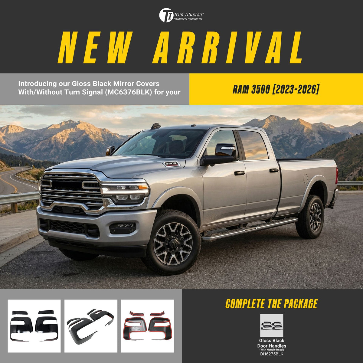 Trim Illusion MC6376BLK gloss black mirror covers for 2023-2026 Ram 3500 and Ram 2500 - image 20