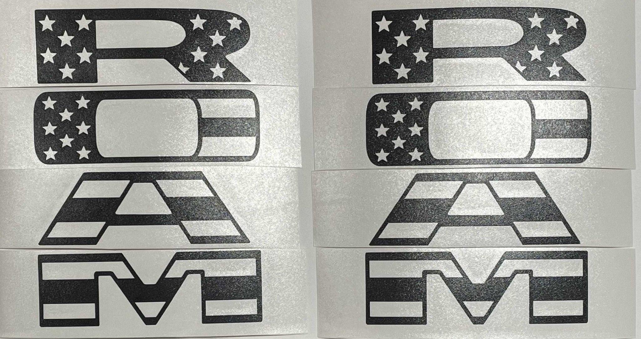 Premium Cast Matte Black Die-Cut Vinyl Flag Decals for 2019-2025 RAM Doors