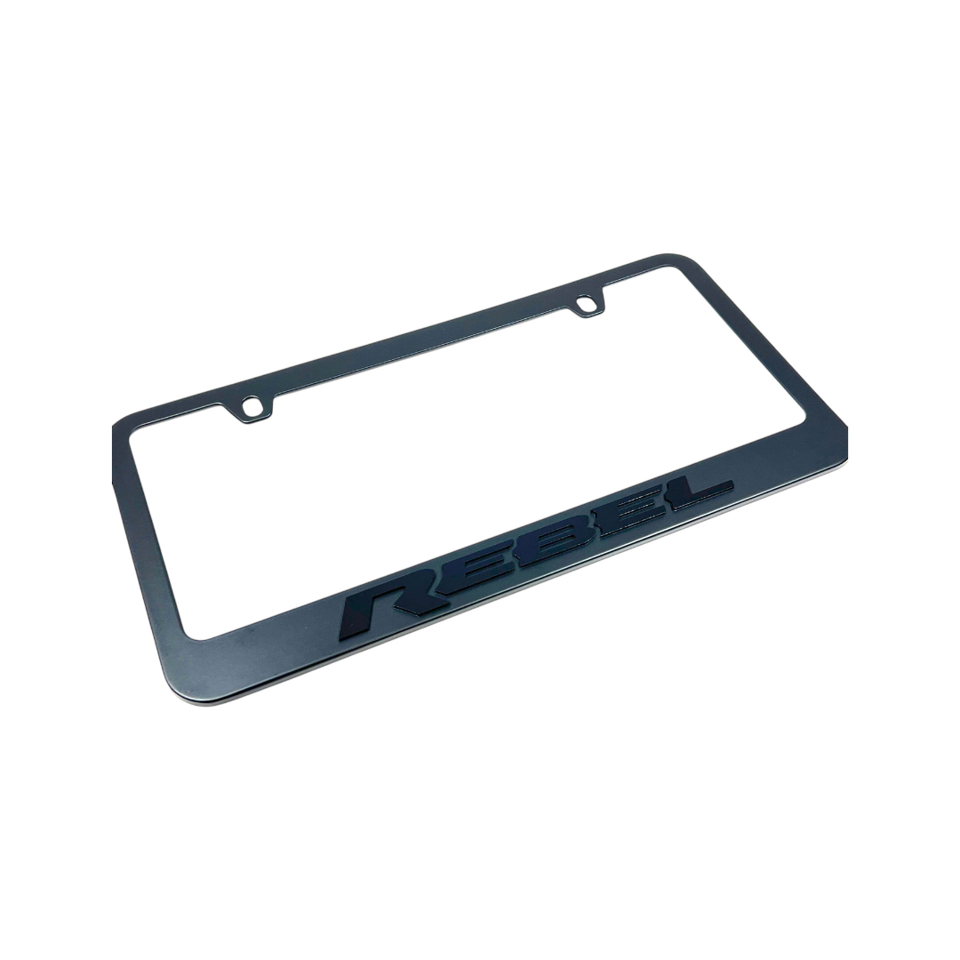 Ram Rebel Blacked Out Black License Plate Frame