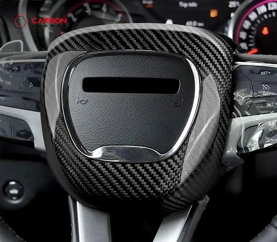 Real Carbon Fiber Steering Airbag Cover | For 2015+ Dodge Charger Challenger Durango