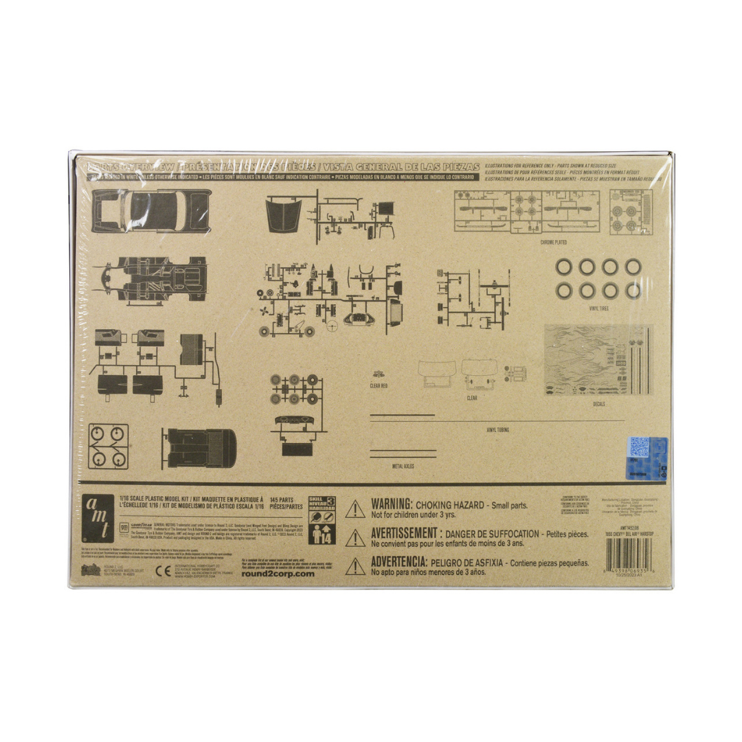 Skill 3 Model Kit 1955 Chevrolet Bel Air Hardtop 1/16 Scale Model by AMT