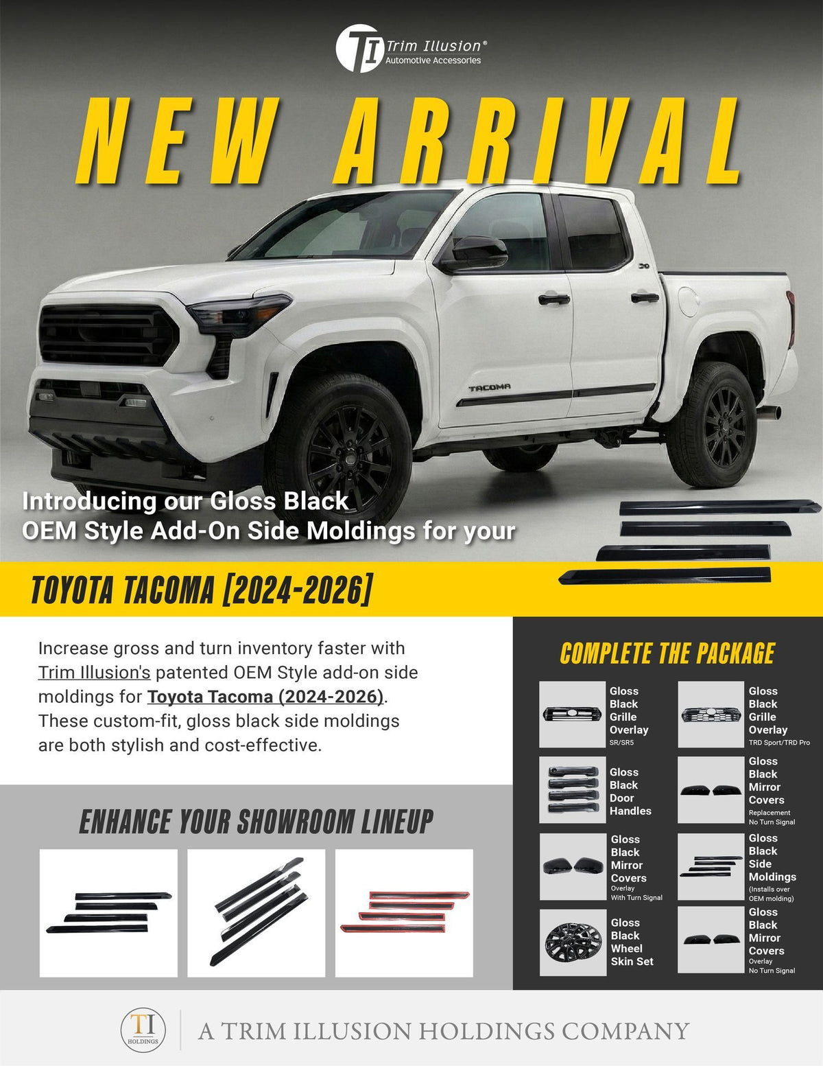 Trim Illusion SM6102BLK gloss black door molding set for 2024-2026 Toyota Tacoma - image 12