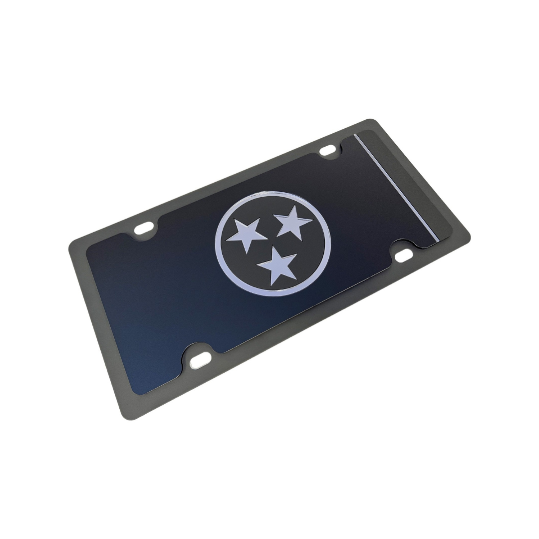 Tennessee Big Blacked Out Carbon Steel License Plate
