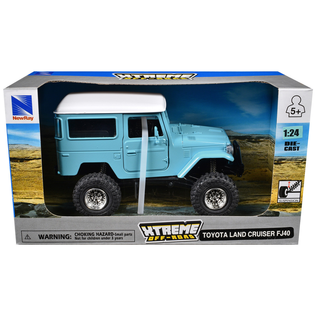 Toyota Land Cruiser FJ40 Light Blue with White Top "Xtreme Off-Road" Series 1/24 Diecast Model