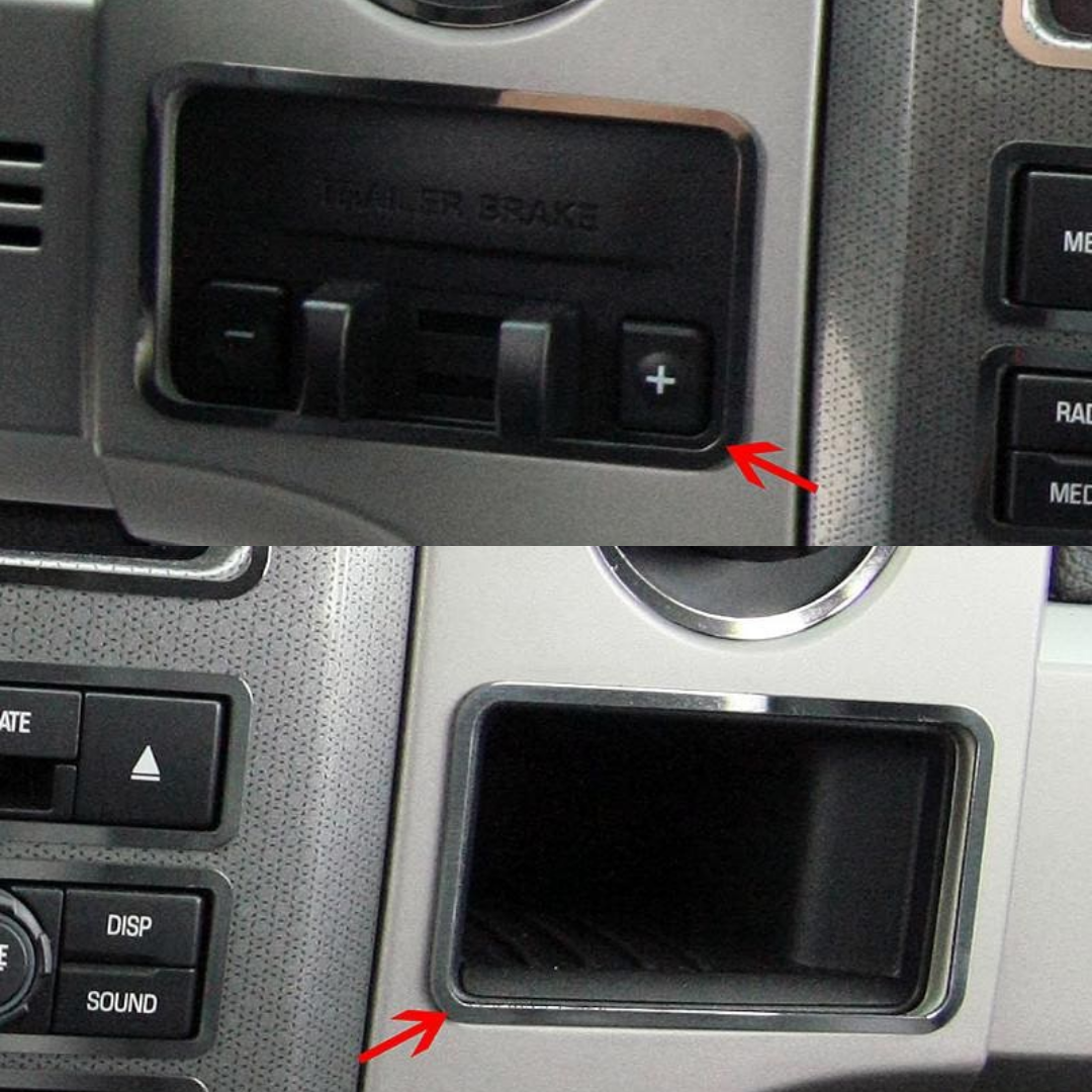 2010-2014 Ford F150/Raptor - Dash Trim for Trailer Brake & Cubby Hole | Stainless Steel