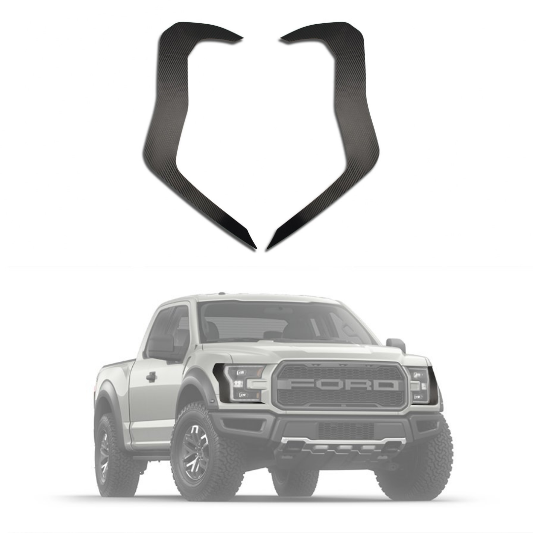 2017-2018 Ford Raptor- Headlight Carbon Fiber Wrap 2Pc | Premium Vinyl