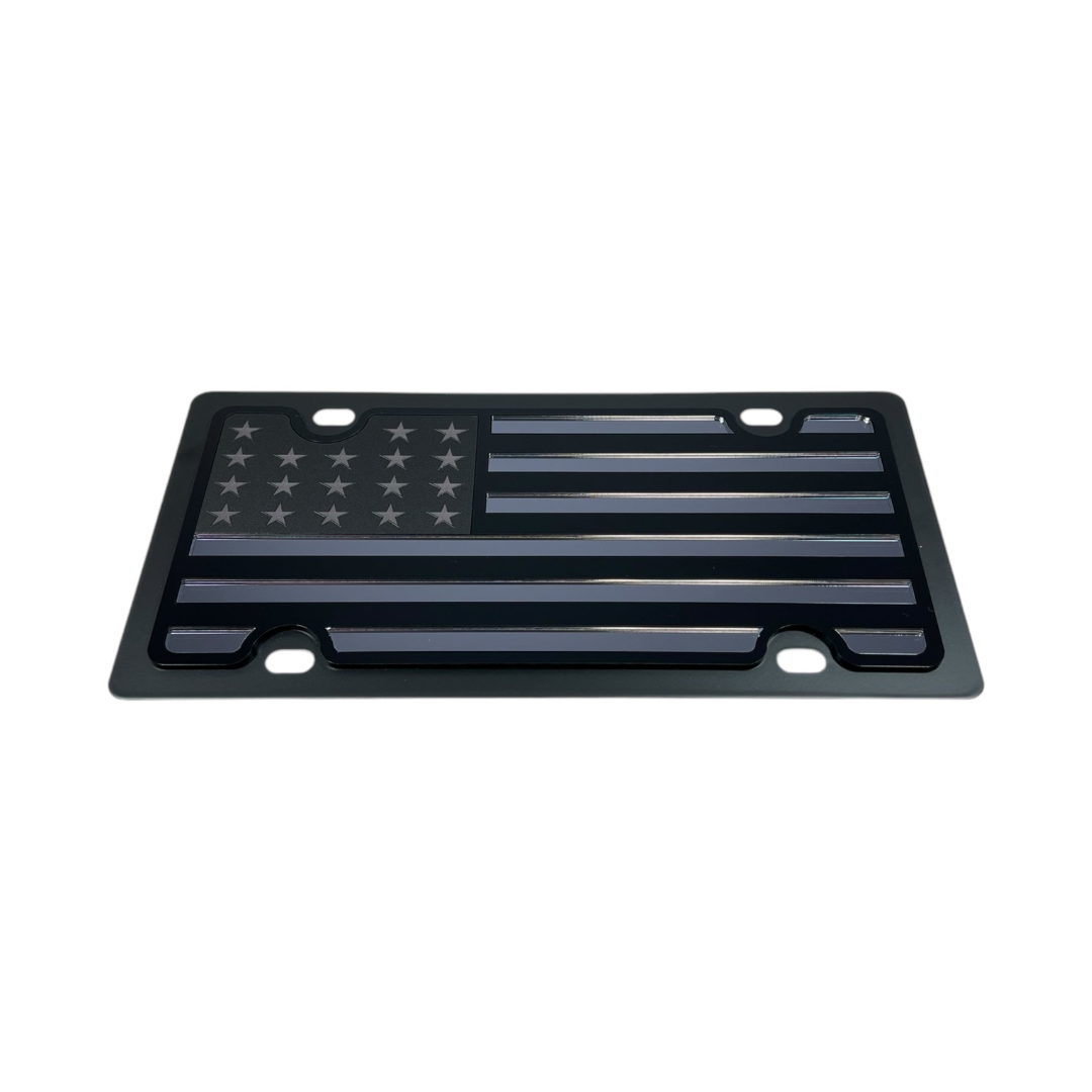 United States Flag Blacked Out Carbon Steel License Plate