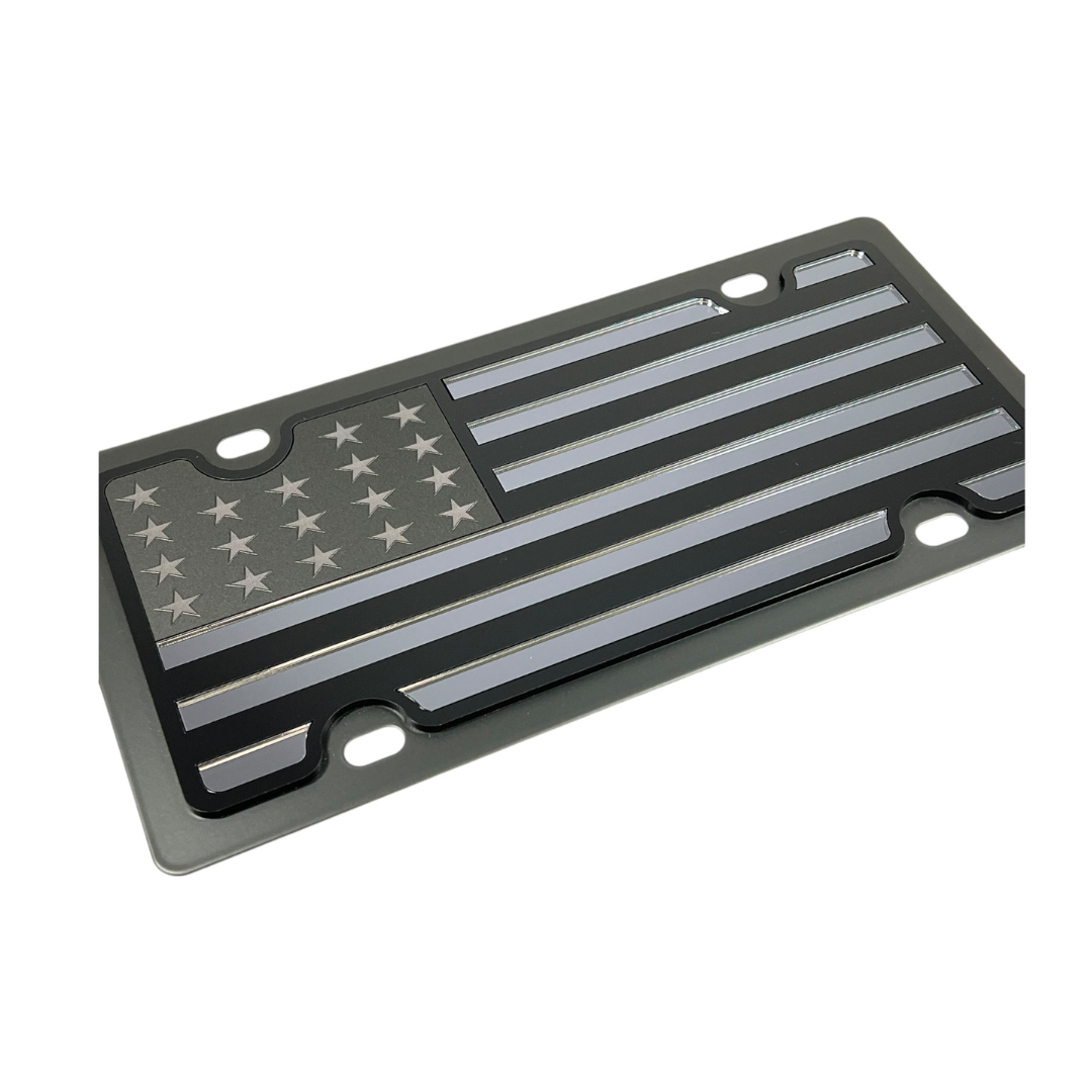 United States Flag Blacked Out Carbon Steel License Plate