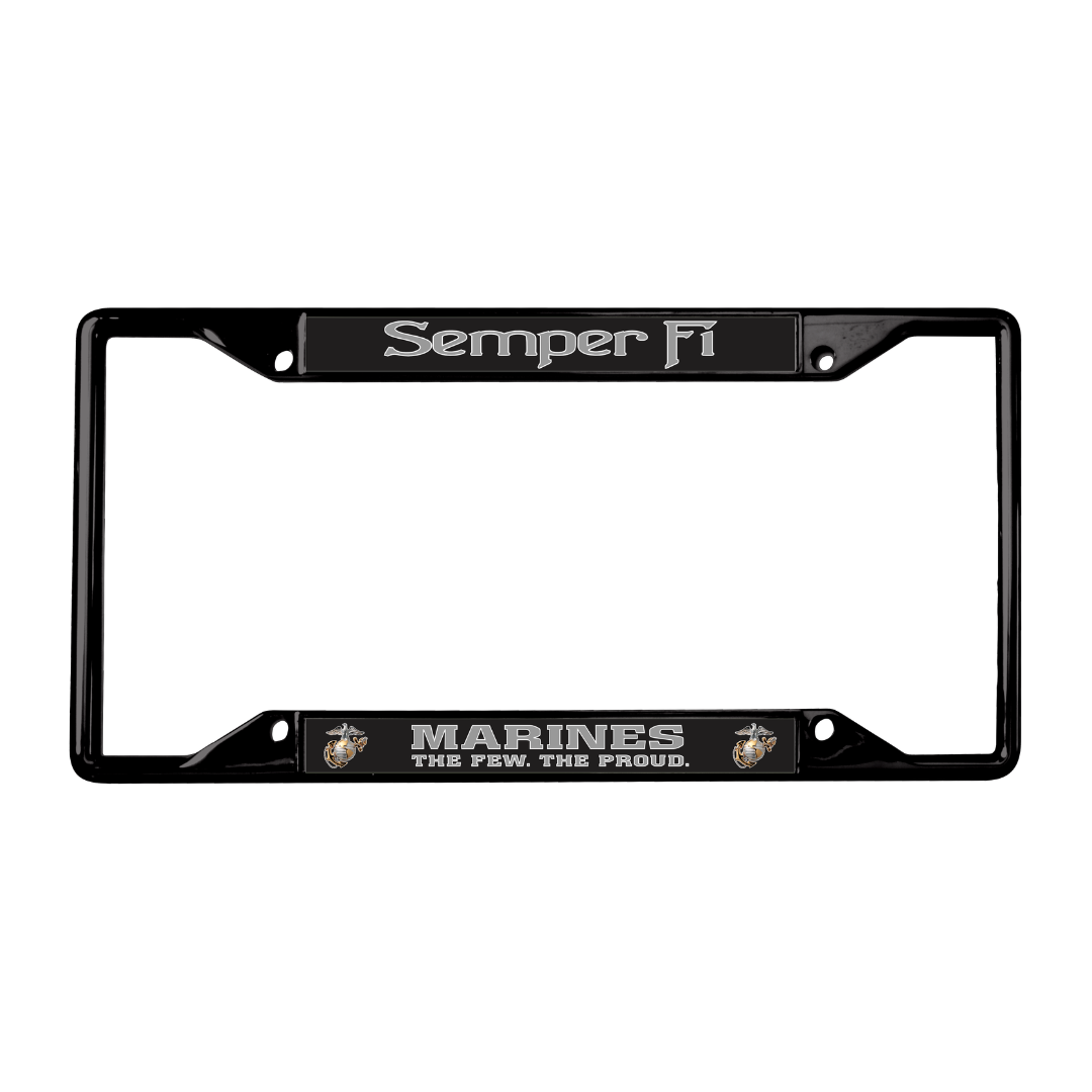 USMC Semper Fi Marines The Few The Proud Black License Plate Frame