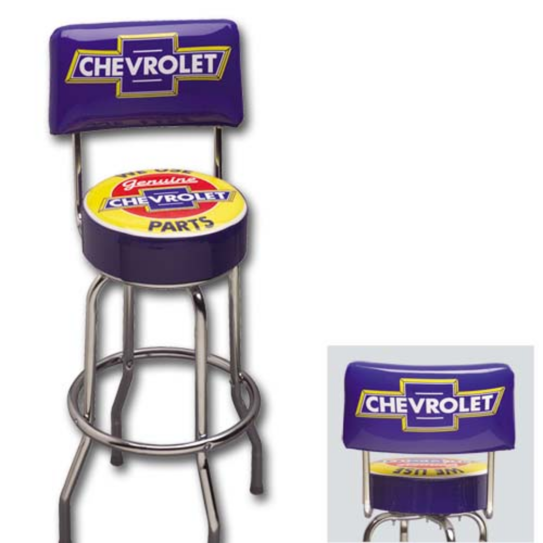 Chevy "We Use Genuine Parts" Counter Stool w/Back