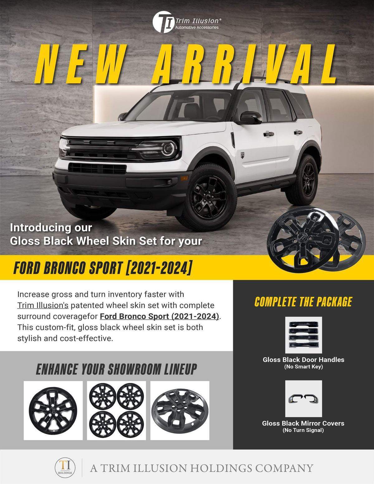 Trim Illusion WSK740-17BLK gloss black wheel skin set for 2021-2024 Ford Bronco Sport - image 13