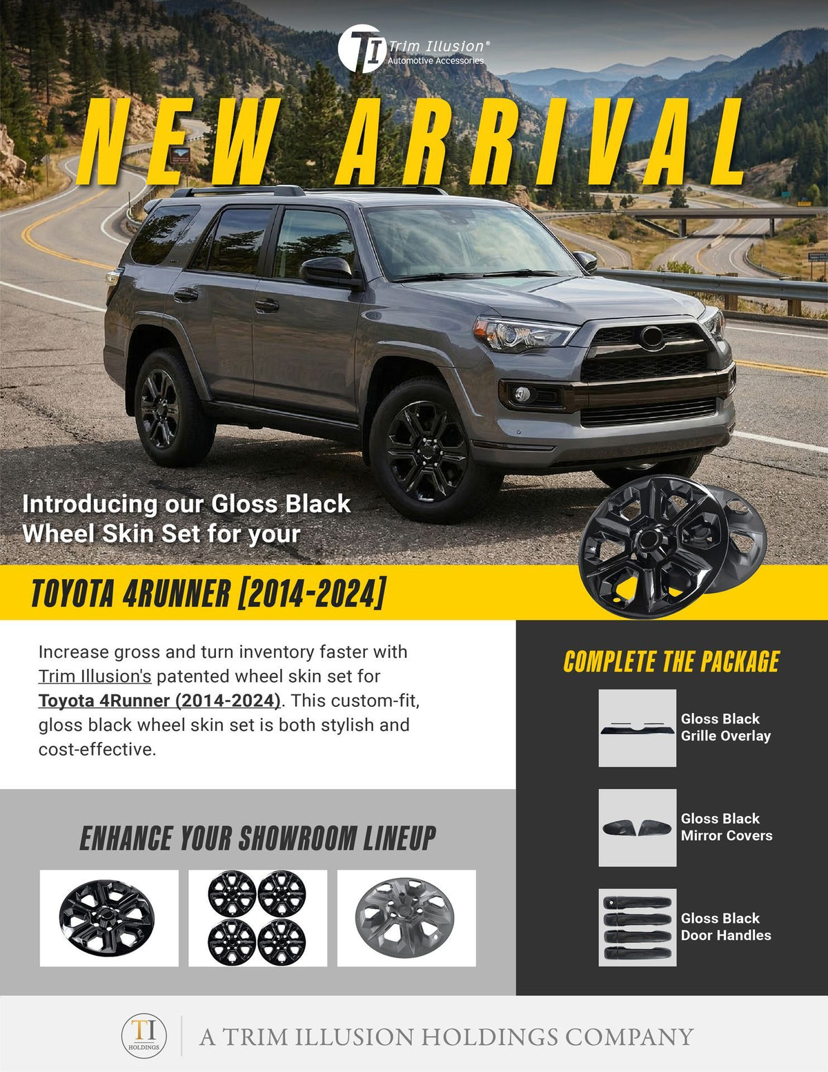 Trim Illusion WSK741-17BLK gloss black wheel skin set for 2014-2024 Toyota 4Runner - image 15
