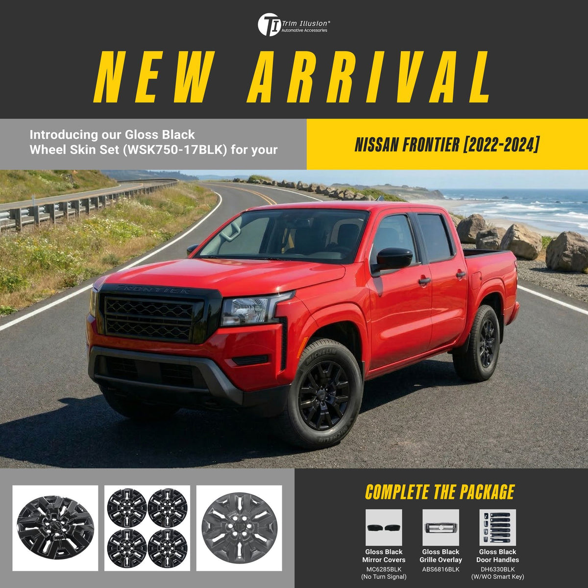 Trim Illusion WSK750-17BLK gloss black wheel skin set for 2022-2024 Nissan Frontier - image 15