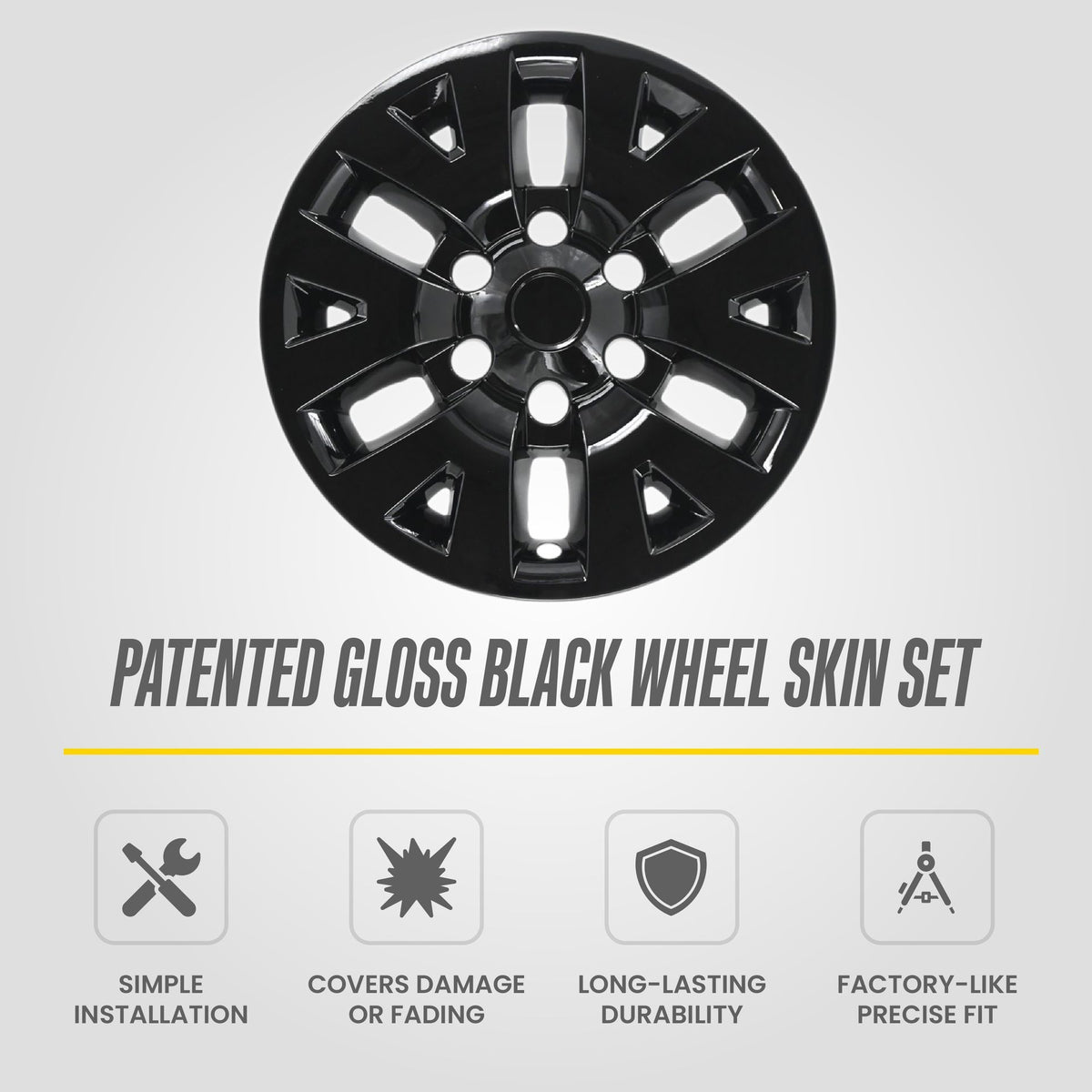 Trim Illusion WSK756-16BLK gloss black wheel skin set for 2016-2023 Toyota Tacoma - image 10