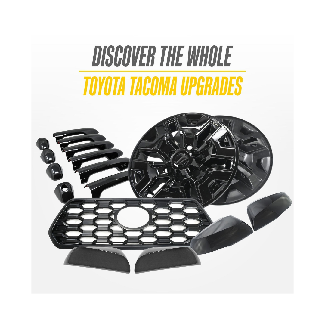 2016-23 Toyota Tacoma 8 PCS Gloss Black Snap-on Wheel Skin Set