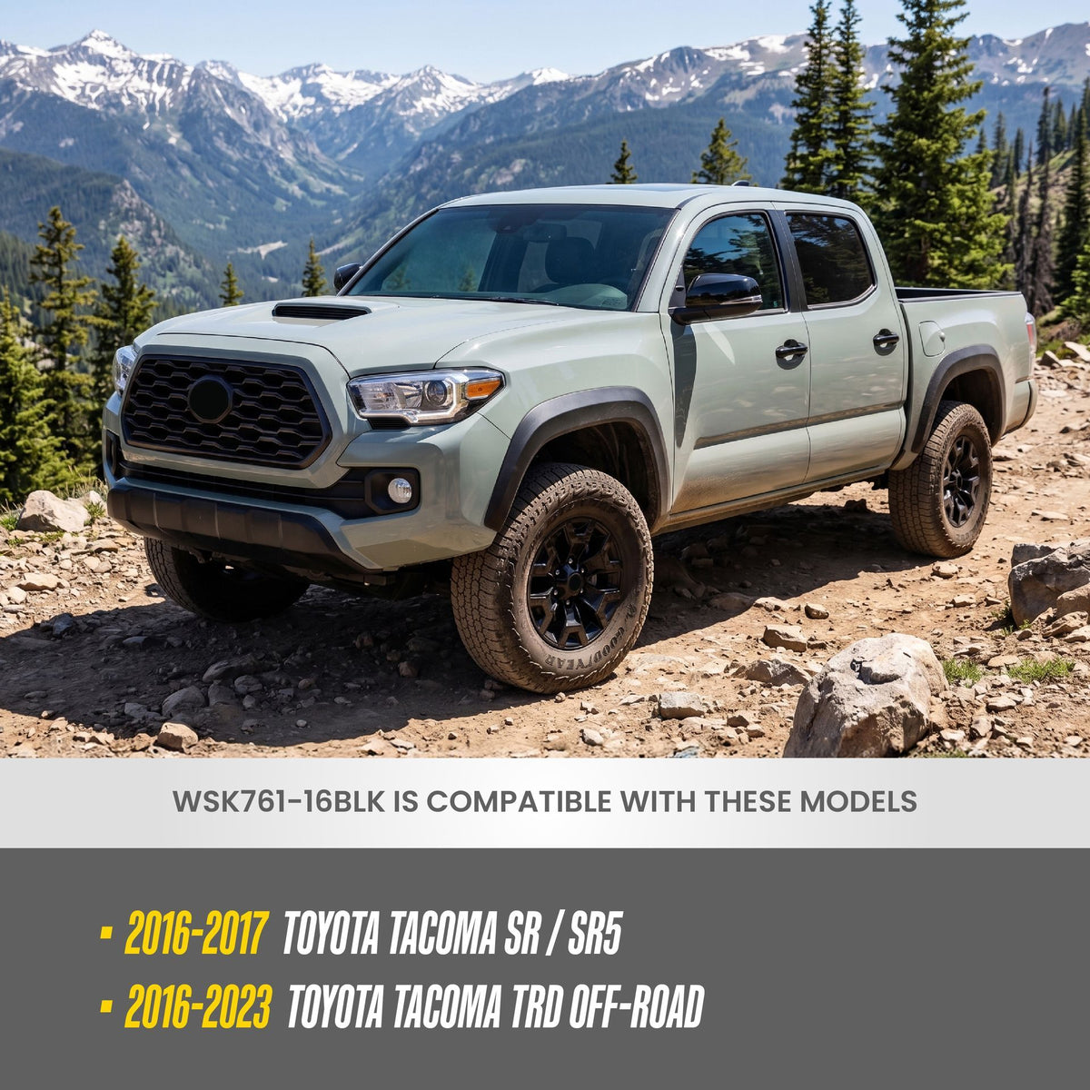 Trim Illusion WSK761-16BLK gloss black wheel skin set for 2016-2023 Toyota Tacoma - image 8