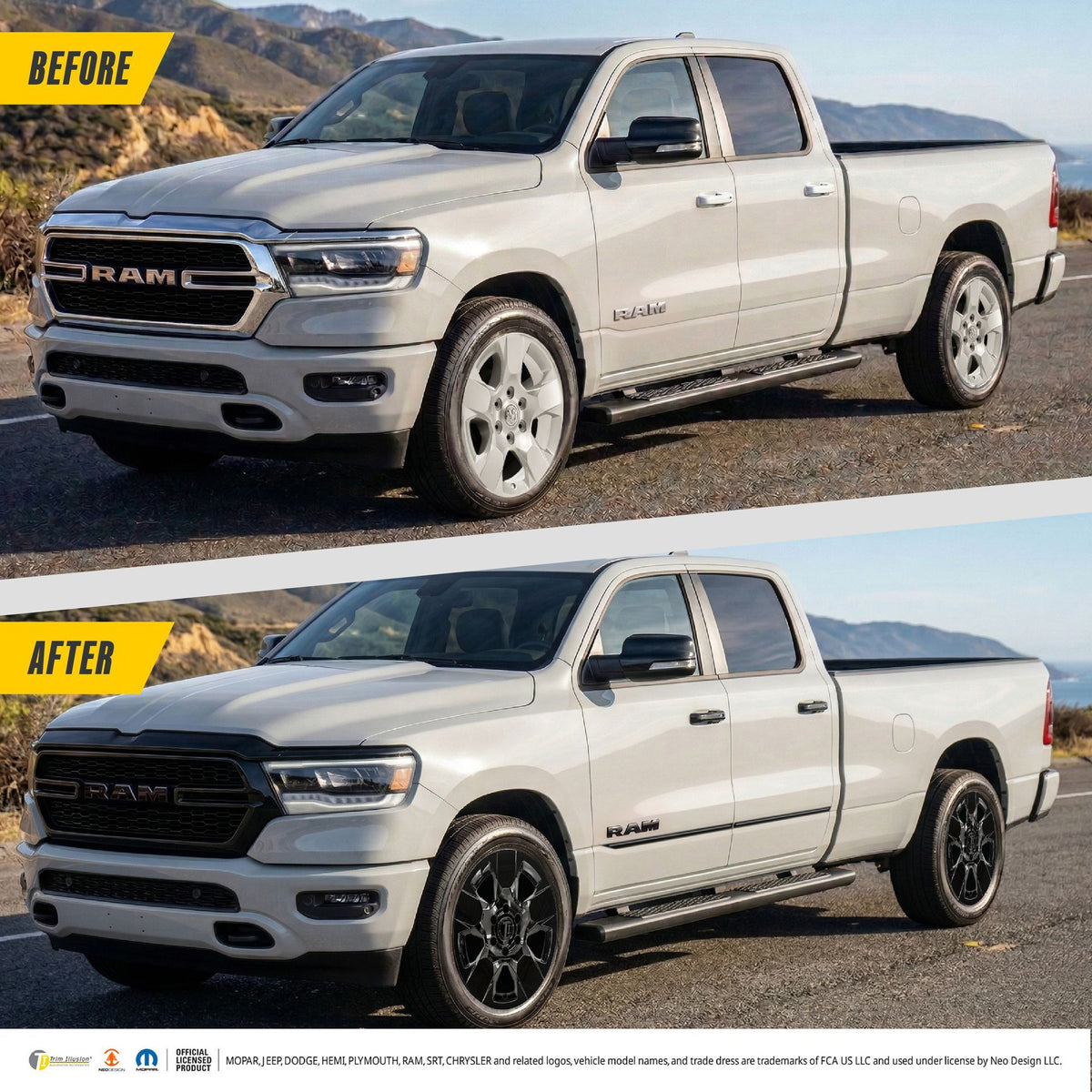Trim Illusion WSK762-18BLK gloss black wheel skin set for 2019-2026 Ram 1500 - image 11