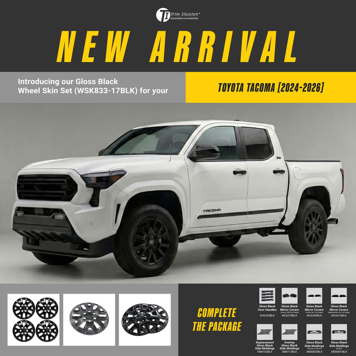 Trim Illusion WSK833-17BLK gloss black wheel skin set for 2024-2026 Toyota Tacoma - image 14