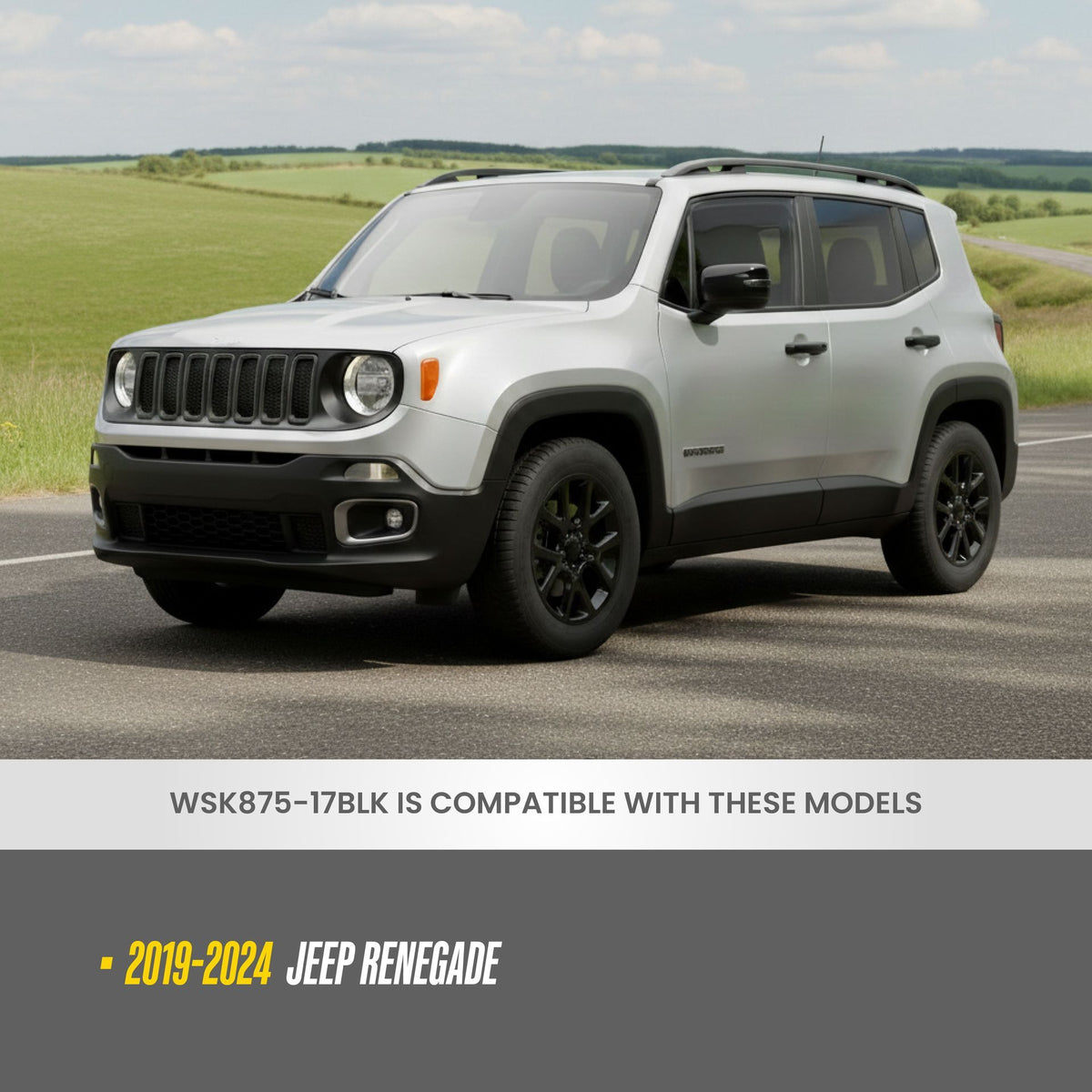Trim Illusion WSK875-17BLK gloss black wheel skin set for 2019-2024 Jeep Renegade - image 9