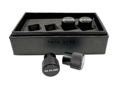 Ram Black Knurled Valve Stem Caps