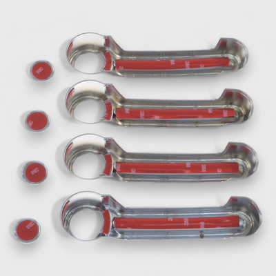 2007-2017 Jeep Wrangler, 08-13 Jeep Liberty, 2018 Jeep Wrangler JK, 07-12 Dodge Nitro No Smart Key 8 PCS Chrome Tape-on Patented Door Handle Cover