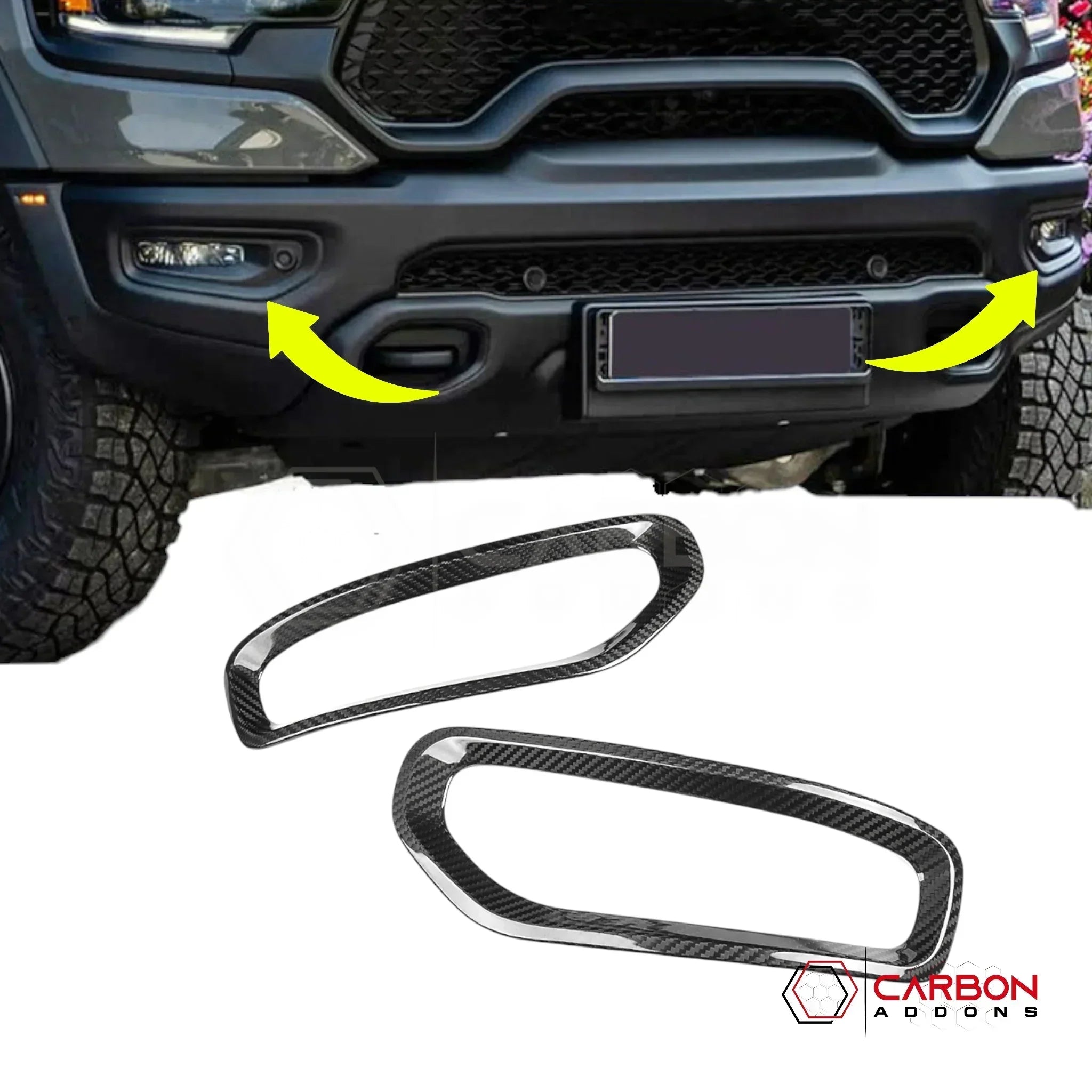 2019+ Ram TRX Carbon Fiber Fog Light Frame Covers