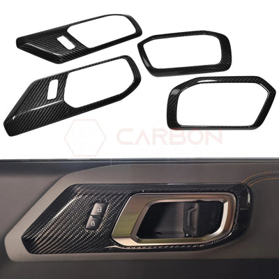 Real Carbon Fiber Interior Door Handle Trim Covers For 2021+ Ford Bronco