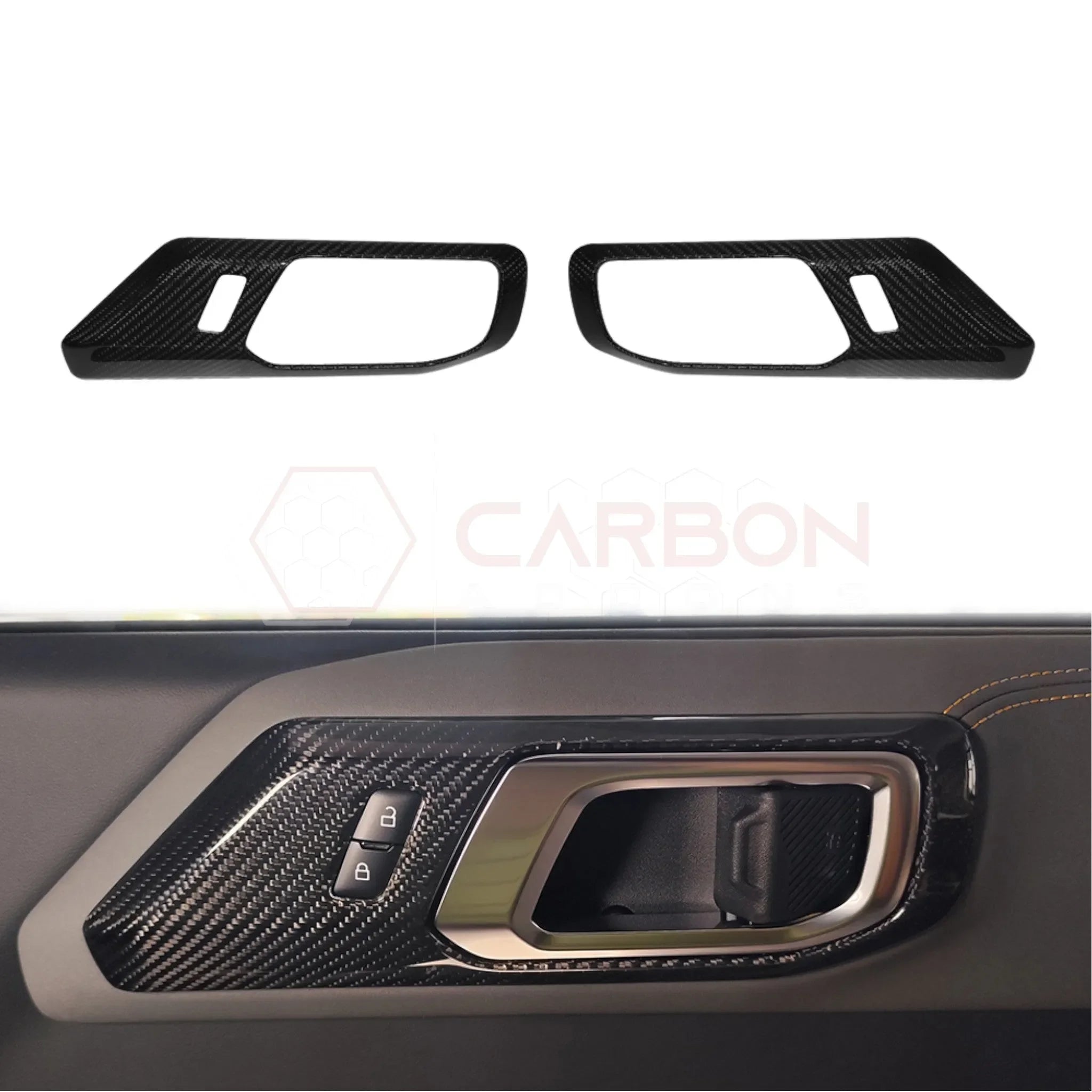 Real Carbon Fiber Interior Door Handle Trim Covers For 2021+ Ford Bronco