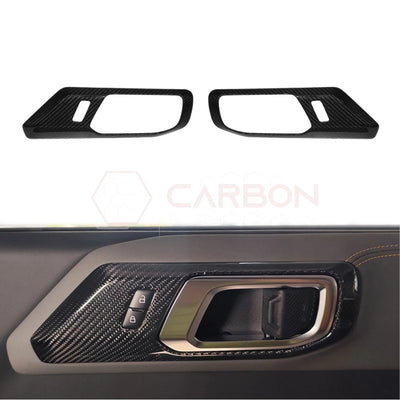 Real Carbon Fiber Interior Door Handle Trim Covers For 2021+ Ford Bronco