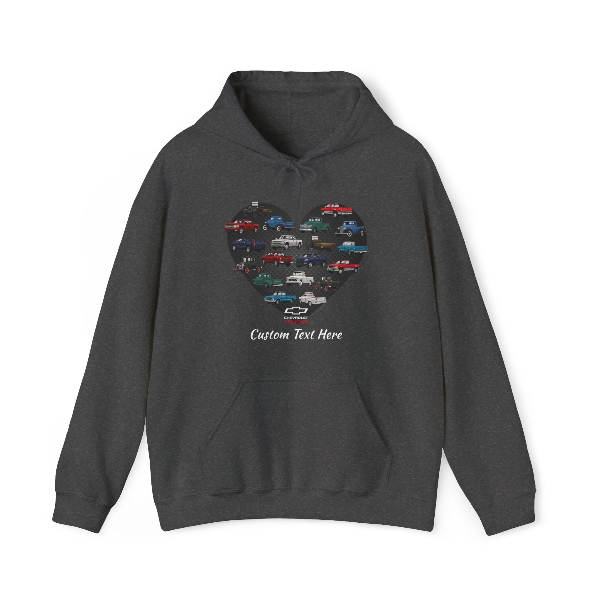 Personalized Unisex Chevy Trucks Heart Pullover Hoodie
