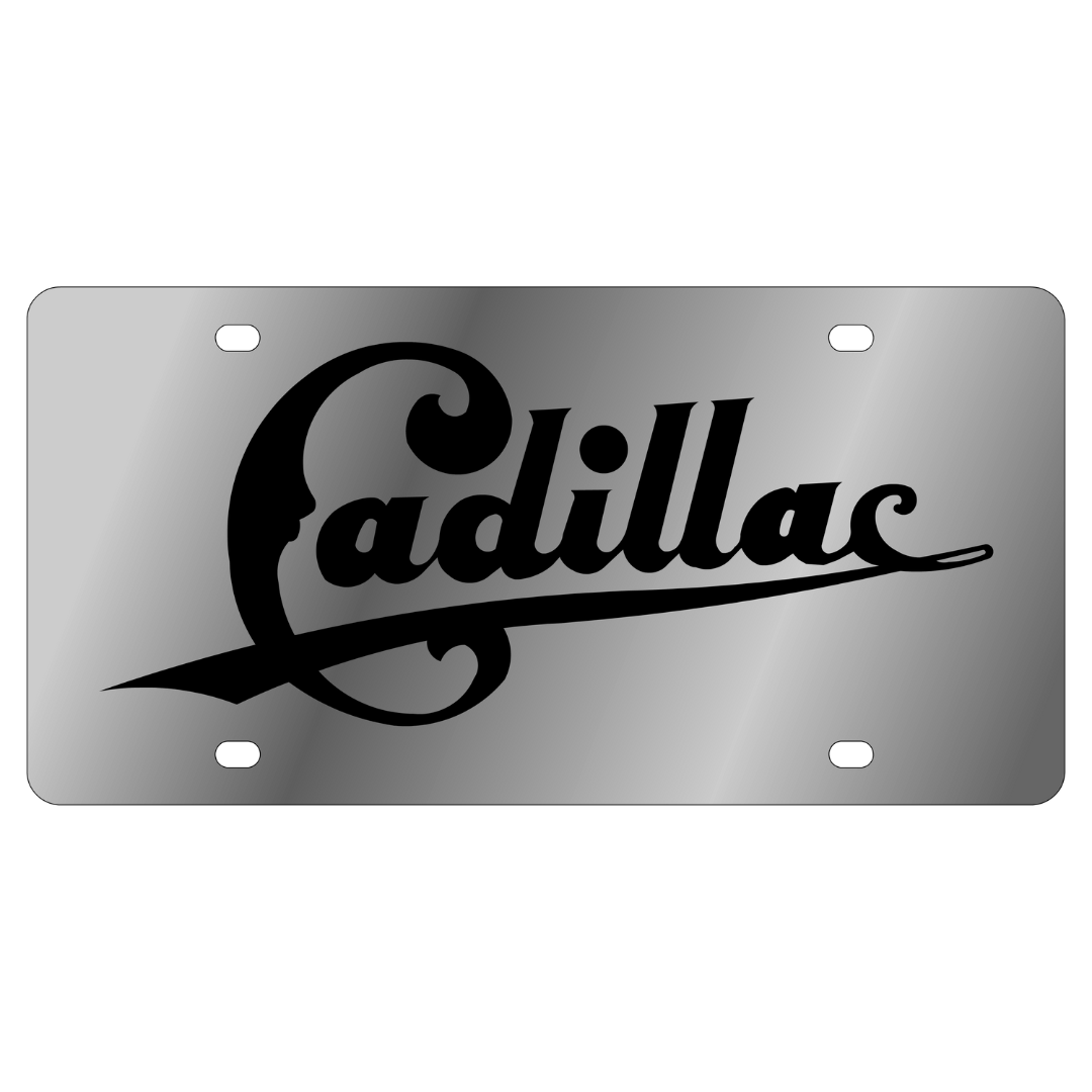 Cadillac Retro Scrip Stainless Steel License Plate