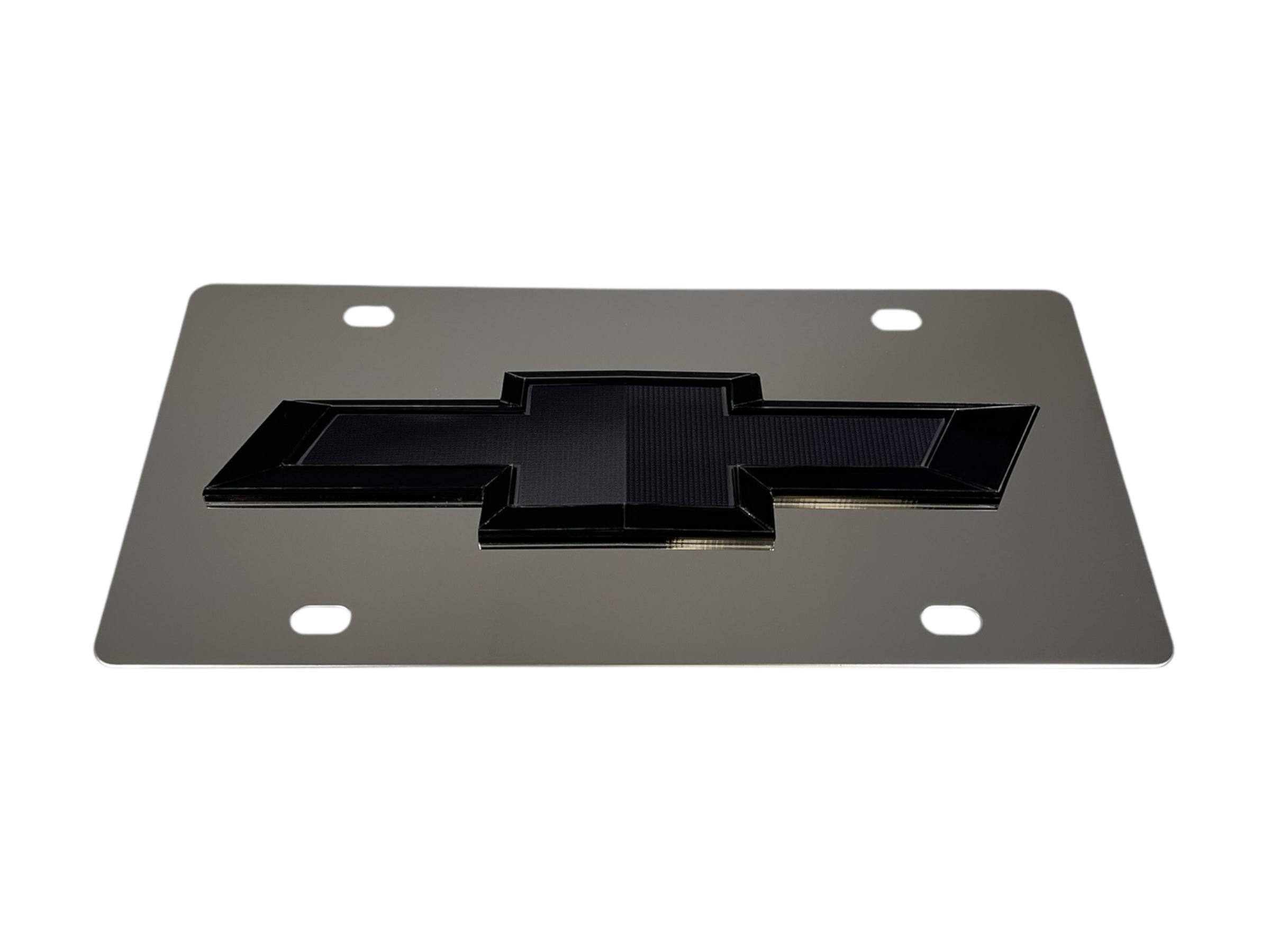 Chevrolet Black Bowtie Stainless Steel License Plate