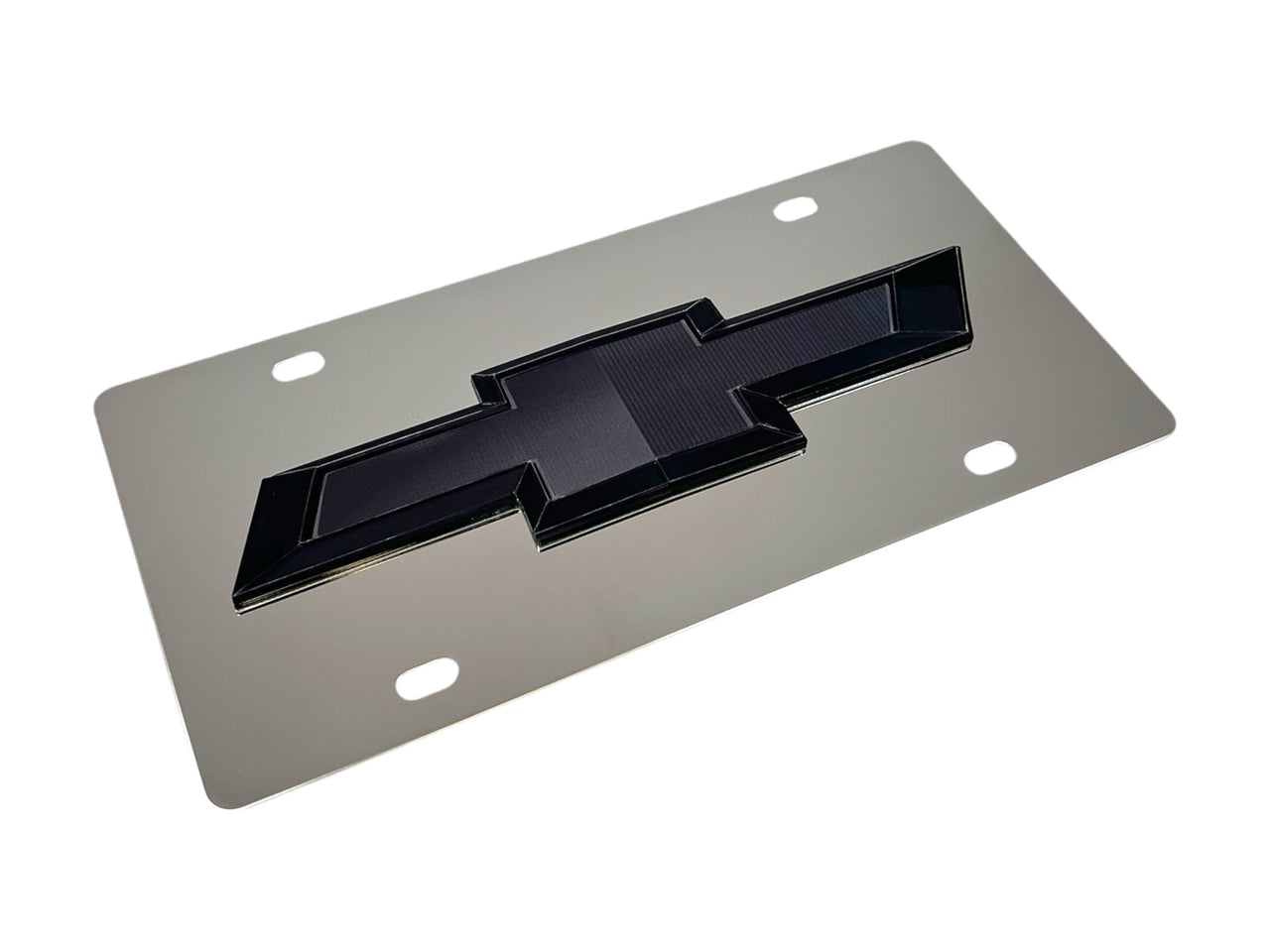 Chevrolet Black Bowtie Stainless Steel License Plate