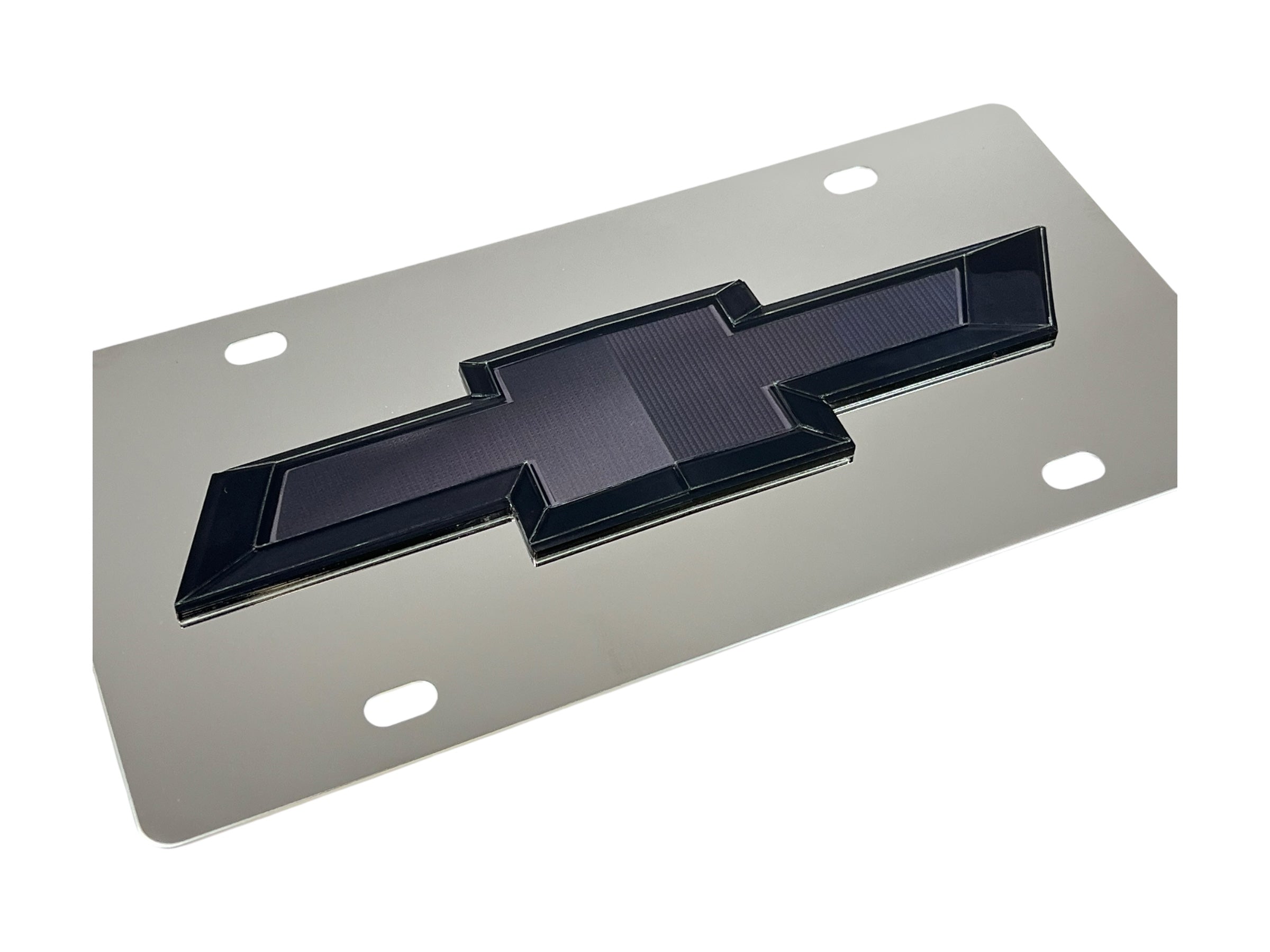 Chevrolet Black Bowtie Stainless Steel License Plate