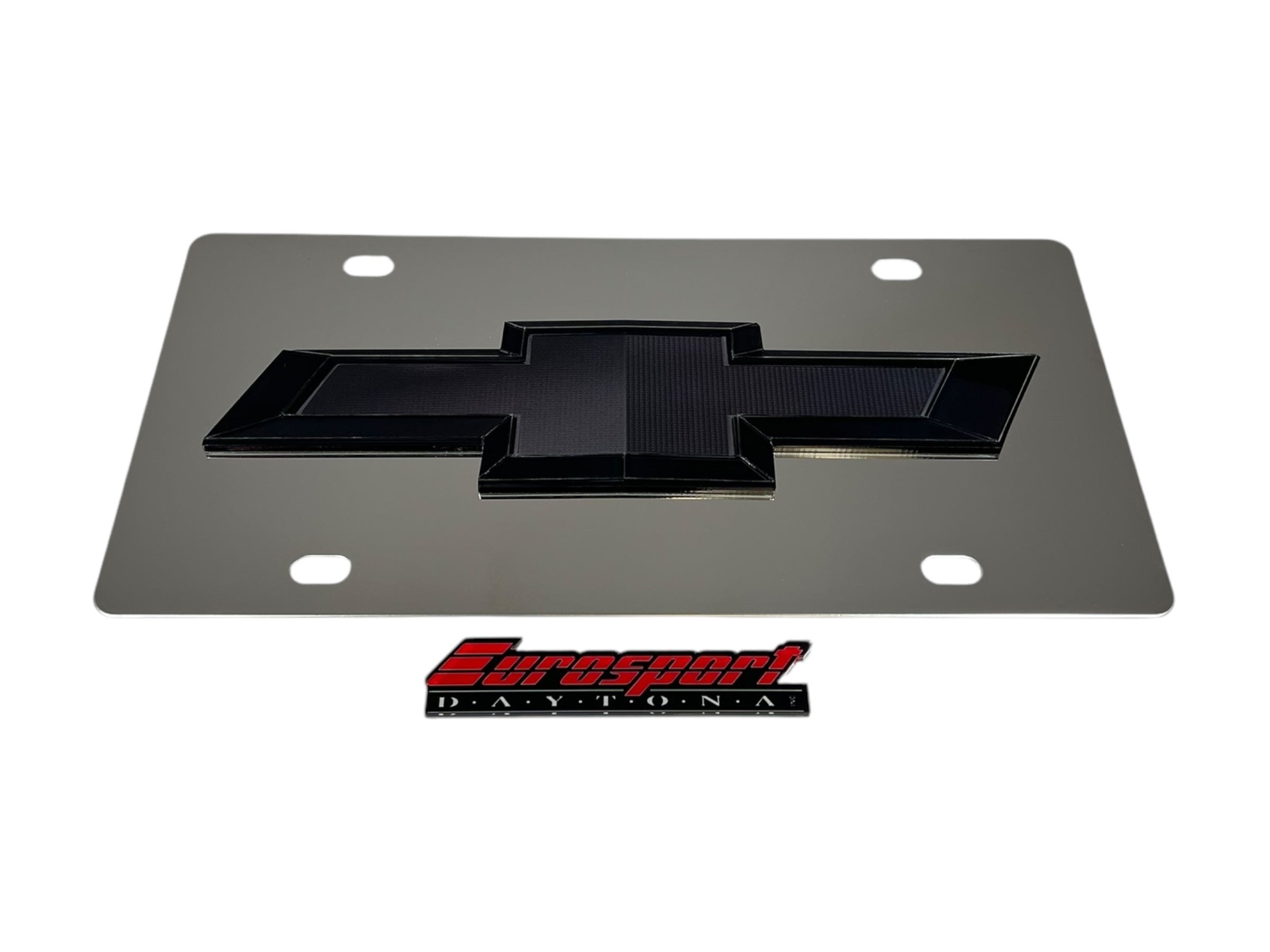 Chevrolet Black Bowtie Stainless Steel License Plate