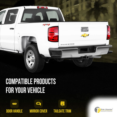 2014-2018 Chevrolet Silverado 1500, 14-20 Chevrolet Colorado, 14-18 GMC Sierra 1500, 15-19 GMC Canyon 2 PCS Chrome Tape-on Tailgate Handle Cover