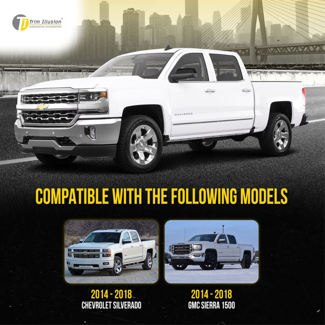 2014-2018 Chevrolet Silverado 1500, 14-18 GMC Sierra 1500 2 PCS Top Gloss Black Replacement Mirror Cover