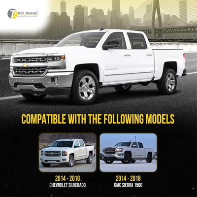 2014-2018 Chevrolet Silverado 1500, 14-18 GMC Sierra 1500 2 PCS Top Gloss Black Replacement Mirror Cover