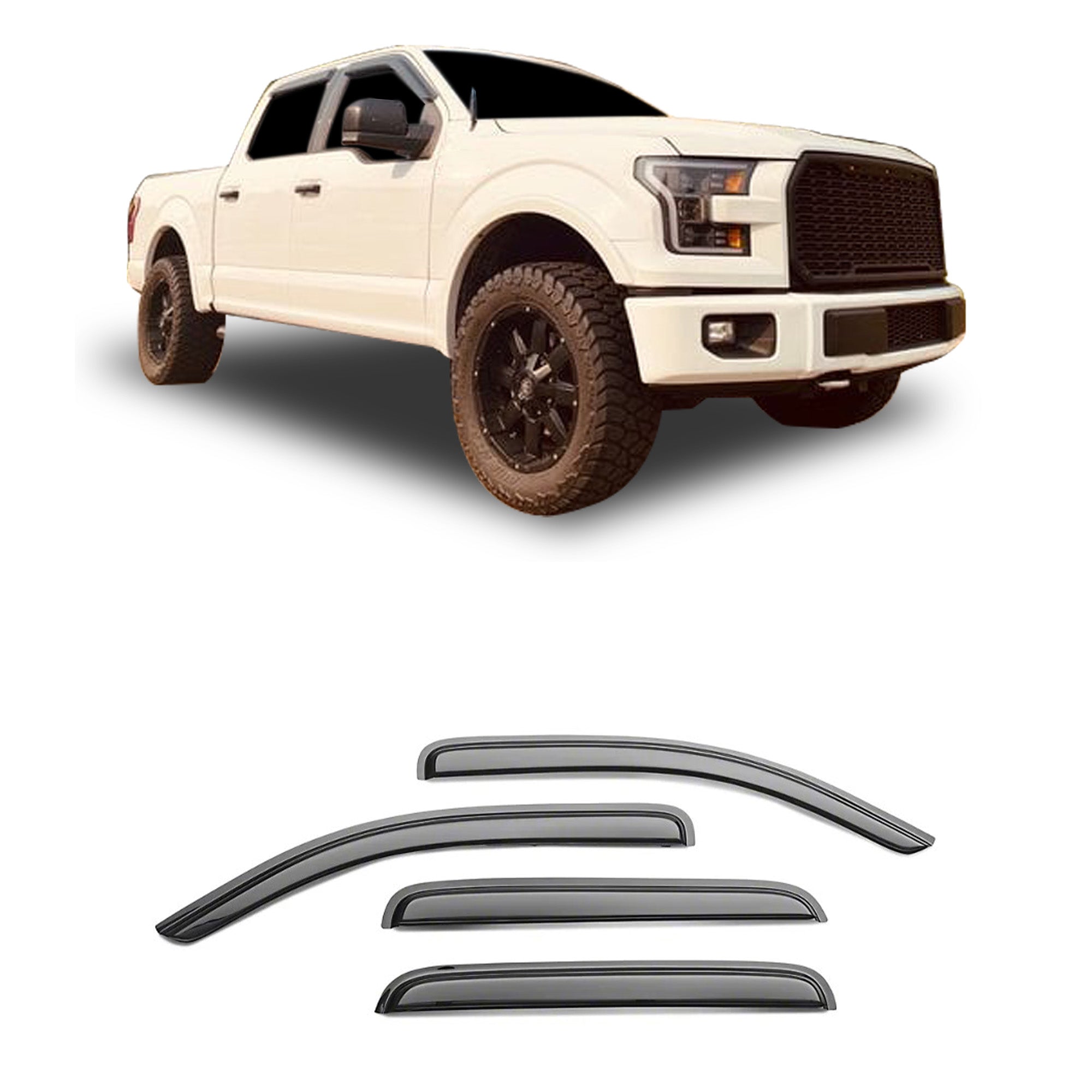 2015-2026 Ford F-150 Rain Guards Tape On | Black Horse Off Road - Image 1