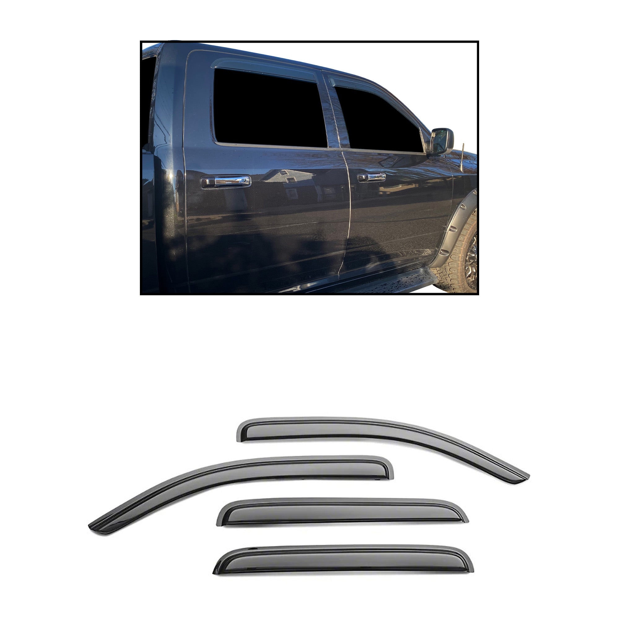 2009-2023 Dodge Ram 2500 Rain Guards Tape On | Black Horse Off Road - Image 1