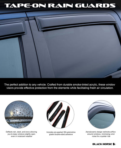 2007-2014 Sierra 1500 Rain Guards Tape On | Black Horse Off Road - Image 3