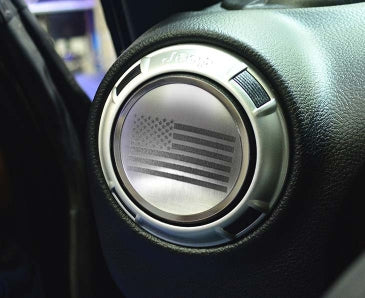 2007-2023 Jeep Wrangler JK & JL A/C Duct Trim Plates Etched American Flag 4 pc - Stainless Steel - American Car Craft