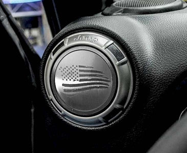 2007-2023 Jeep Wrangler JK & JL A/C Duct Trim Plates Etched Distressed American Flag 4 pc - Stainless Steel - American Car Craft