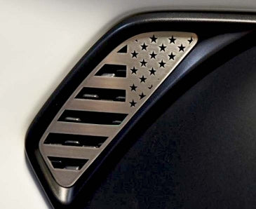 2018-2020 Jeep Wrangler JL/JLU Side Vent Accents Flag w/ Color Insert 2 pc - Stainless, Choose Color & Finish - American Car Craft