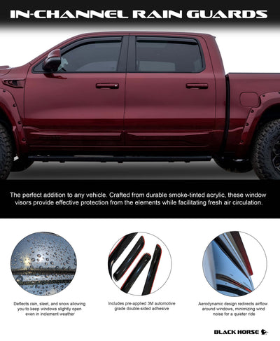 2016-2023 Toyota Tacoma Rain Guards In Channel | Black Horse Off Road - Image 10