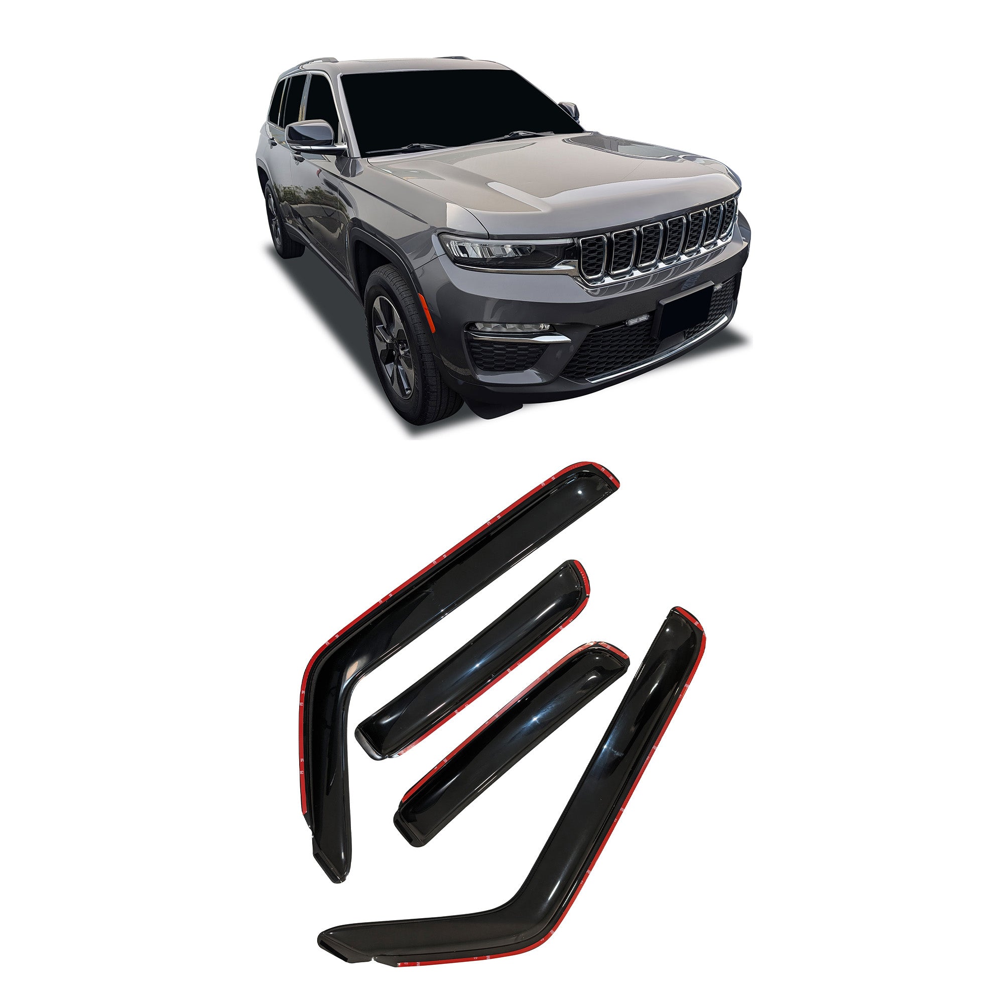 2011-2021 Jeep Grand Cherokee Rain Guards In Channel | Black Horse Off Road - Image 1